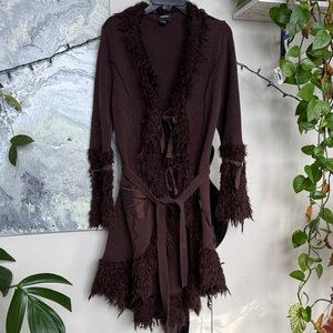 Vintage Y2K Brown Fringe Cardigan